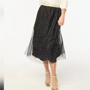 J. Crew Midi Skirt Sparkle Polka Dot Pull On Size XS